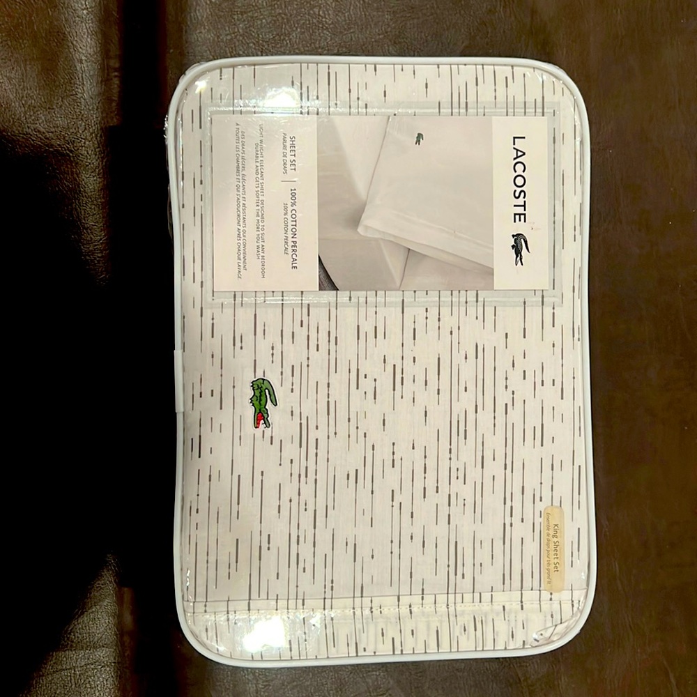 Lacoste King 100% cotton sheets brand new in package